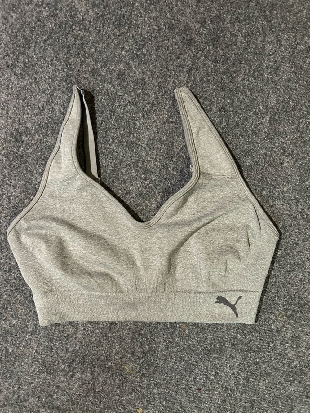 Puma Heather Gray Seamless Sports Bra with Logo Band